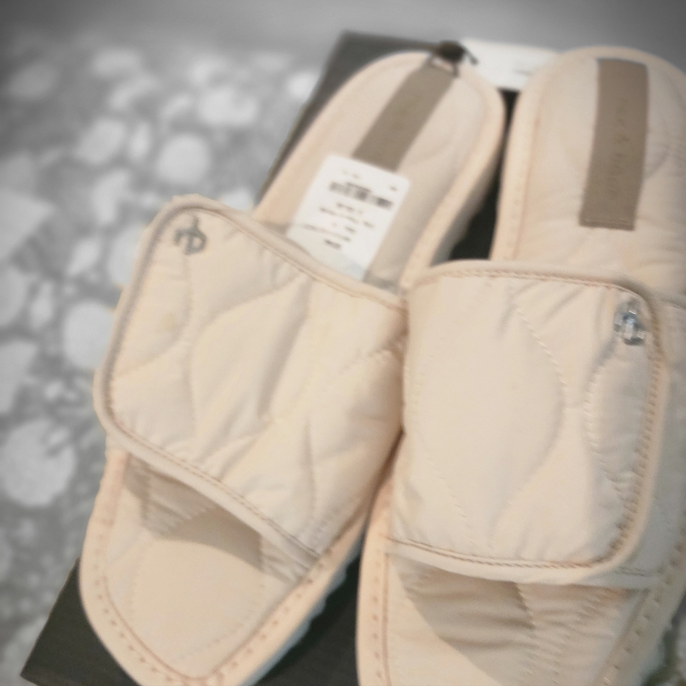 Rag & Bone Cream Quilted Slide Sandals